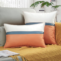 茗芮居 现代轻奢风样板间抱枕靠垫高级科技布客厅沙发抱枕爱马橙色靠枕 橙色+米白+蓝色 45