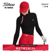 Titleist泰特利斯高尔夫服装女长袖T恤TOUR FIT女装高领针织衫 黑色 S