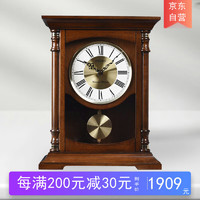 SEIKO日本精工时钟复古欧式简约实木台钟音乐整点刻点报时钟摆客厅座钟