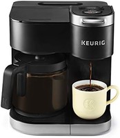 Keurig K-Duo 咖啡機,單份和 12 杯玻璃瓶滴濾咖啡機,兼容 K-Cup 膠囊和研磨咖啡,黑色 需配變壓器