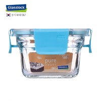 Glasslock 韩国保鲜盒冷冻储存盒钢化玻璃婴儿宝宝辅食盒小号玻璃碗 蓝色(微烤两用+可拆卸盖) 160ml