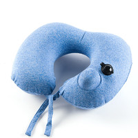 foojo充气u型枕旅行颈枕便携颈枕睡觉靠枕便携枕头含收纳袋深蓝紫