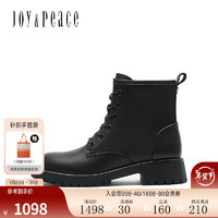 JOYPEACE 真美诗 Joy&peace）女靴冬季新款商场同款粗跟简约马丁靴60381DD3 黑色 36