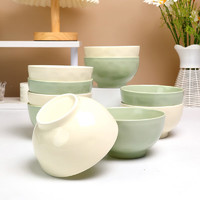 孟垣 陶瓷餐具青瓷色釉4.5英寸石纹碗10个家用米饭碗套装 4.5英寸石纹碗10个