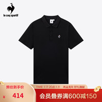 乐卡克 法国公鸡男款舒适经典复古翻领短袖T恤CB-7111234 黑色/BLK L