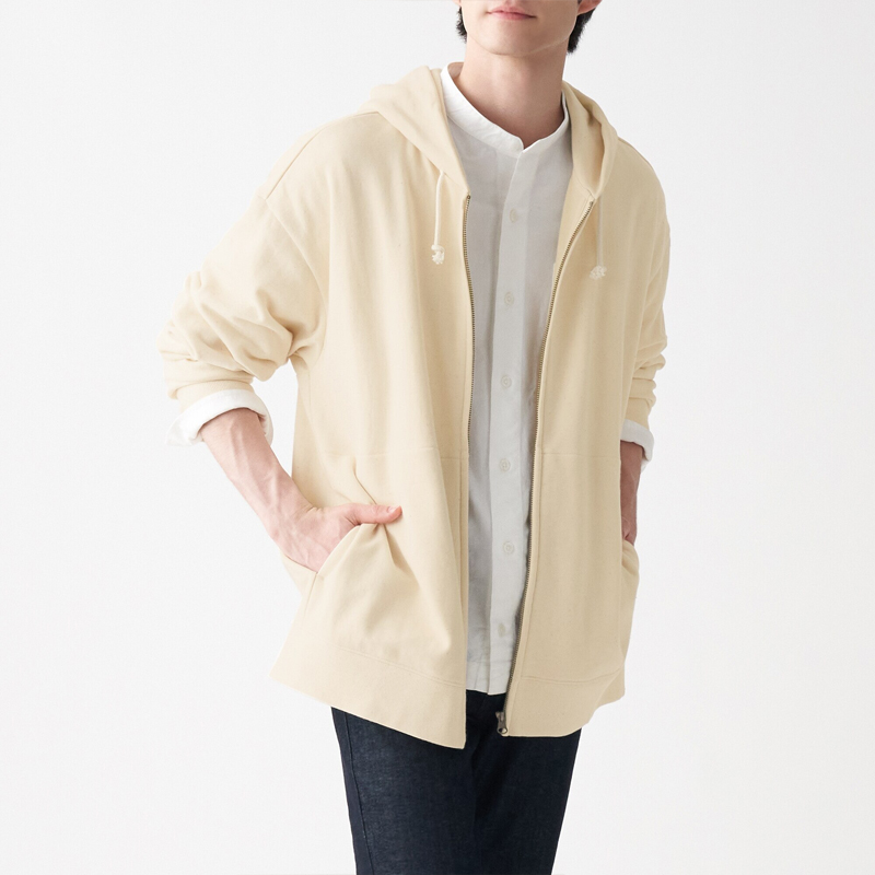 无印良品 無印良品 MUJI 男女通用紧密织毛圈拉链连帽衫休闲外套拉链卫衣
