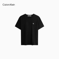Calvin Klein Jeans24春夏男士字母印花休闲通勤纯棉宽松短袖T恤J325574 BEH-太空黑 S