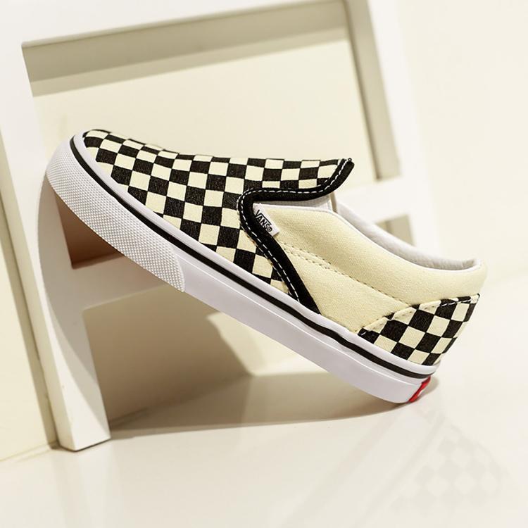 VANS 范斯 Slip-On黑白棋盘格舒适一脚蹬小童帆布鞋