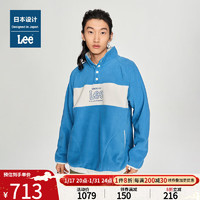 Lee日本设计标准版型半高领套头男抓绒外套休闲时尚潮 蓝色 L
