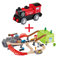 Hape 火车轨道玩具儿童小火车木质积木拼装拼插轨道 火车轨道E3764+1号列车 E3703