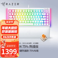 雷蛇（Razer）黑寡妇蜘蛛V4专业版 V4 X游戏机械键盘 沉浸式RGB灯效带多功能自定义按键旋钮 V4 （75% 热插拔键 橙轴 皮质腕托 白）