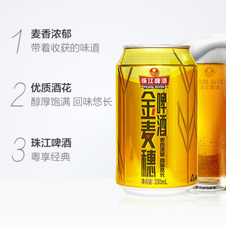 珠江啤酒 10度金麦穗330ml*18罐易拉罐装酒水非整箱小麦啤酒酷爽