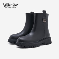 Walker Shop 奥卡索 女靴2023秋冬瘦瘦靴女士休闲粗跟短靴子女M135715 黑色 38