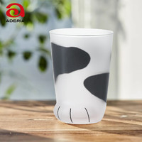 ADERIA 阿德利亚 猫爪杯水杯玻璃杯创意牛奶杯可爱女日式礼物日本进口奶牛猫300ml