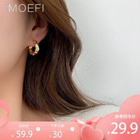 MOEFI 茉妃 欧美小众设计金属肌理质感耳环小耳圈简约百搭通勤ins感耳饰 肌理感耳环金色