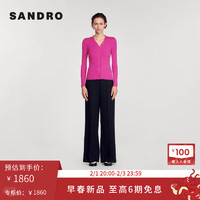 Sandro 2024早春新款女装法式多巴胺粉色修身针织上衣SFPCA01000 F002/粉色 1