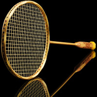 尤迪曼全碳素羽毛球拍麻花波浪框碳纤维碳素手柄比赛专业训练单拍 金色麻花一体（1支）