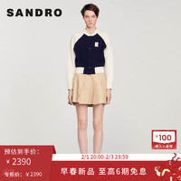 SANDRO2024早春女装休闲撞色拼接短款针织外套上衣SFPCA00766 D234/深蓝色 4