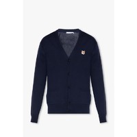 限新用户：MAISON KITSUNÉ 海军蓝logo装饰羊毛开衫