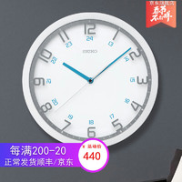 SEIKO日本精工时钟客厅办公室免打孔挂墙钟表简约大气挂表12英寸挂钟 白色