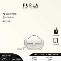 FURLA 芙拉 CLUB 2小牛皮迷你女士通勤斜挎马鞍包 棉花糖白