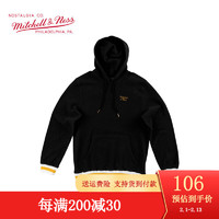 MITCHELL & NESS连帽卫衣 男款MN刺绣logo棉套头衫 MN加绒加厚休闲运动服外套上衣 黑色 M