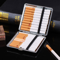 TaTanice 烟盒20支装 皮筋烟盒防潮超薄翻盖便携个性烟夹 铁夹款 棕色方格