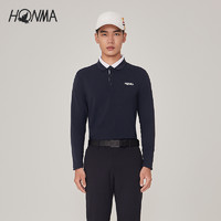 HONMA 本间 撞色罗纹POLO衫2023新款秋季高尔夫服装男士