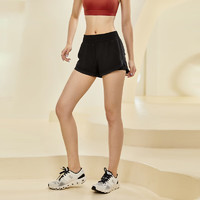 暴走的萝莉运动短裤女防走光假两件瑜伽跑步速干短裤夏季LLDK23116 碳金黑 M