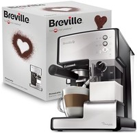 Breville 鉑富 X Prima（VCF045X）半自動咖啡機 15Bar意大利泵，適用于咖啡粉或咖啡包，一體式自動奶泡器