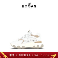 HOGAN 女鞋2024早春HYPERACTIVE系列时尚休闲百搭猫爪鞋老爹鞋 白/浅棕 34