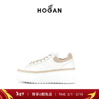 HOGAN H-STRIPES系列 女士低帮休闲鞋 HXW6590FC60N4O 白/卡其尾 38.5