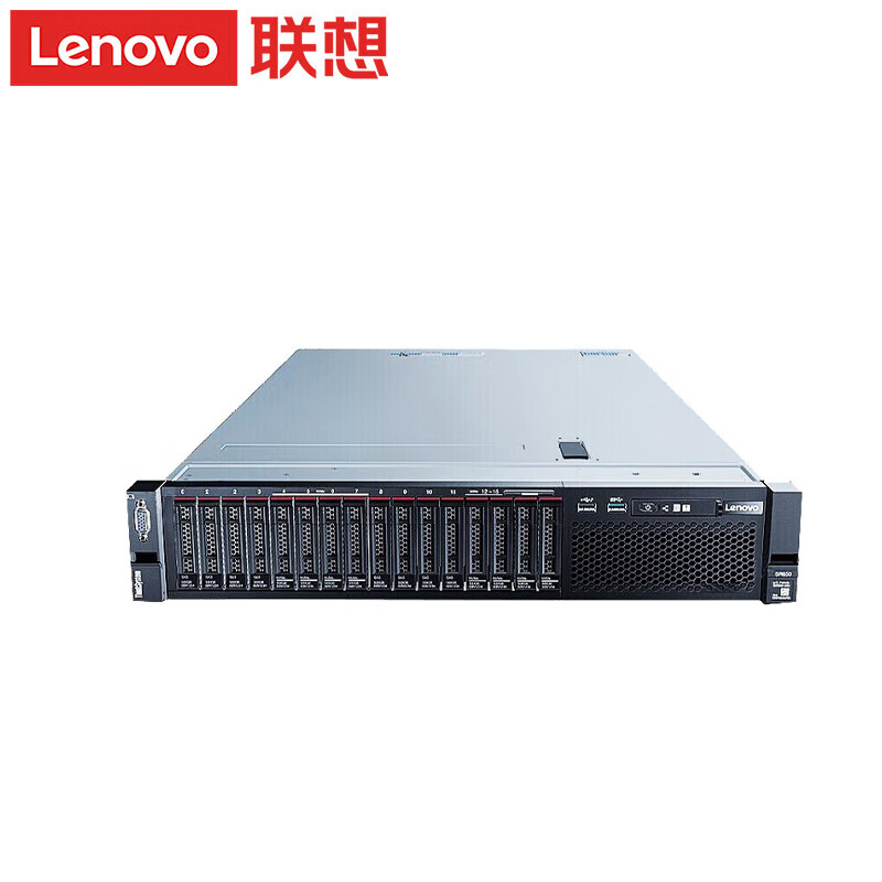 联想服务器主机 SR588丨2颗银牌4210R 20核 2.4GHz丨64G内存丨480G+3块8T硬盘丨阵列卡