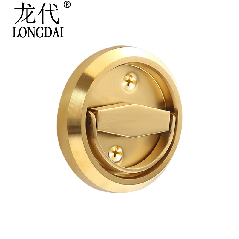 龙代（longdai）304不锈钢隐藏式门把手 圆形 免打孔配胶款 拉丝金