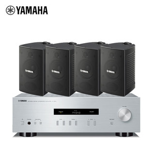 雅马哈（YAMAHA）A-S201+NS-AW194(2对) 家用客厅背景音乐功放音响套装 壁挂会议/户外系统音响  音箱黑色