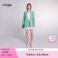 Maje2024早春新款女装一粒扣绿色花呢西装西服外套上衣MFPVE00537 绿色 T40