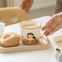 Wangao 万高 一家人陶瓷马克杯可爱女情侣家用咖啡早餐杯儿童喝水杯子伴手礼物