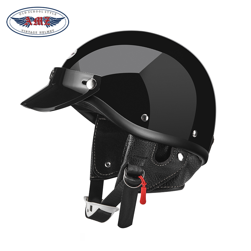 AMZ 摩托车头盔男日式复古巡航机车女士电动车半盔夏季3C认证瓢盔