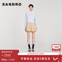 SANDRO2024早春新款女装撞色衣领条纹图案钻饰衬衫上衣SFPCM01126 40/天蓝色 2