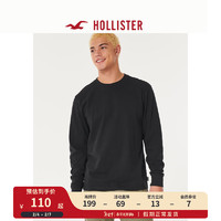 HOLLISTER 秋冬柔软舒适纯色圆领厚实棉质宽松长袖T恤 男 331549-1 黑色 M (180/100A)