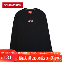 SPRAYGROUND 21秋款经典鲨鱼嘴印花长袖T恤宽松打底衫男女百搭休闲 黑色 L