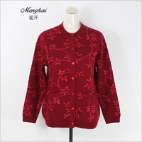猛开中老年羊绒衫女开衫加厚2022羊绒女外套宽松舒适保暖 红色 XXXL-115-175