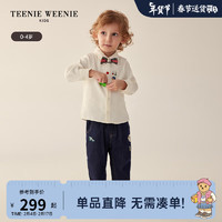 TEENIE WEENIE Kids小熊童装24春季男宝宝领结衬衫式长袖T恤 白色 110cm