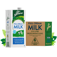 澳伯顿 澳洲进口So Natural澳伯顿牛奶1L*12盒全脂整箱装牛奶