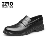 ZERO 零度男士皮鞋商务正装德比鞋职场办公真皮鞋子男-599 B1221012黑色 38