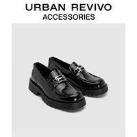URBAN REVIVO2024春季新款男潮牌设计感圆头厚底单鞋UAMS40002 黑色 39