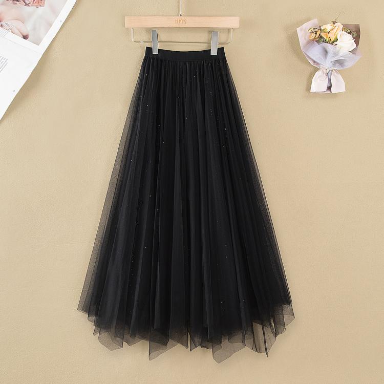 SPECIAL 丝柏舍 春新女士纯色气质优雅高腰网纱裙