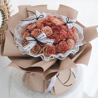 幽客玉品 鲜花速递卡布奇诺玫瑰花束表白送女友老婆生日礼物全国同城配送 33朵卡布奇诺玫瑰花束