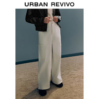 URBAN REVIVO UR2024春季女装时尚宽松气质百搭贴袋直筒宽腿裤UWU640004 本白 XS