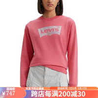 李维斯（Levi's）女款白色简约感长袖T恤圆领套头衫卫衣潮牌20405076 Italian Rose S